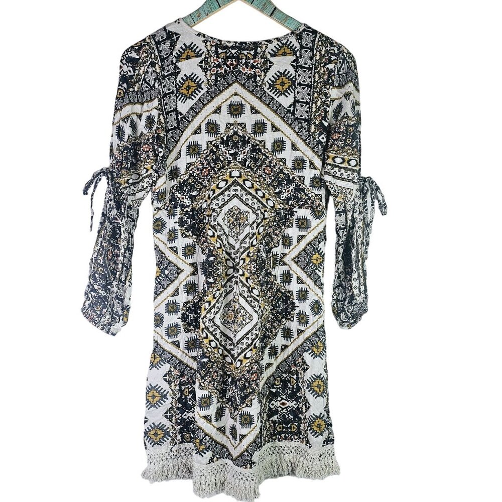 Vtg 90's Take Two Clothing Co. Split Sleave Drop Waist Abstract Dress Sz S - Picture 2 of 8